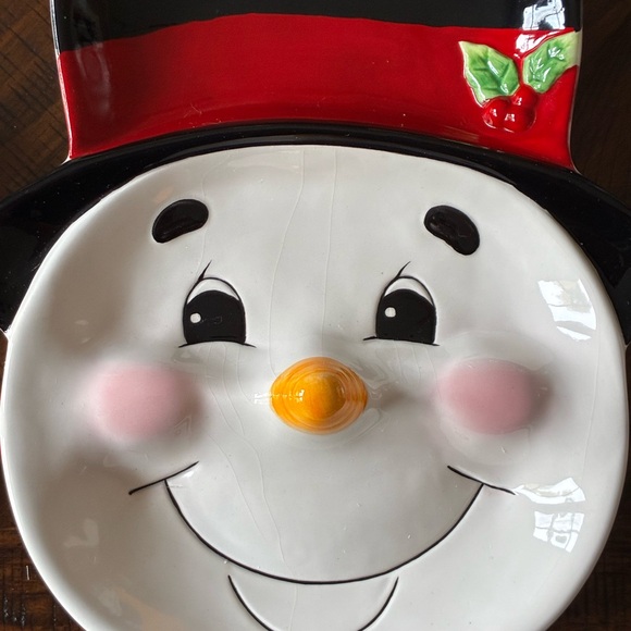 Fitz and Floyd Snowman Dish Set with Red and Black Accents - Picture 2 of 6